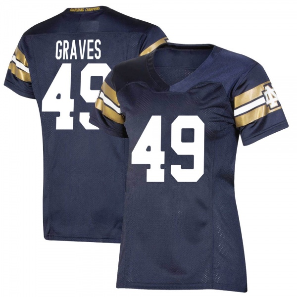 Mike Graves Notre Dame Fighting Irish NCAA Women's #49 Navy Premier 2021 Shamrock Series Replica College Stitched Football Jersey CXY2055KG